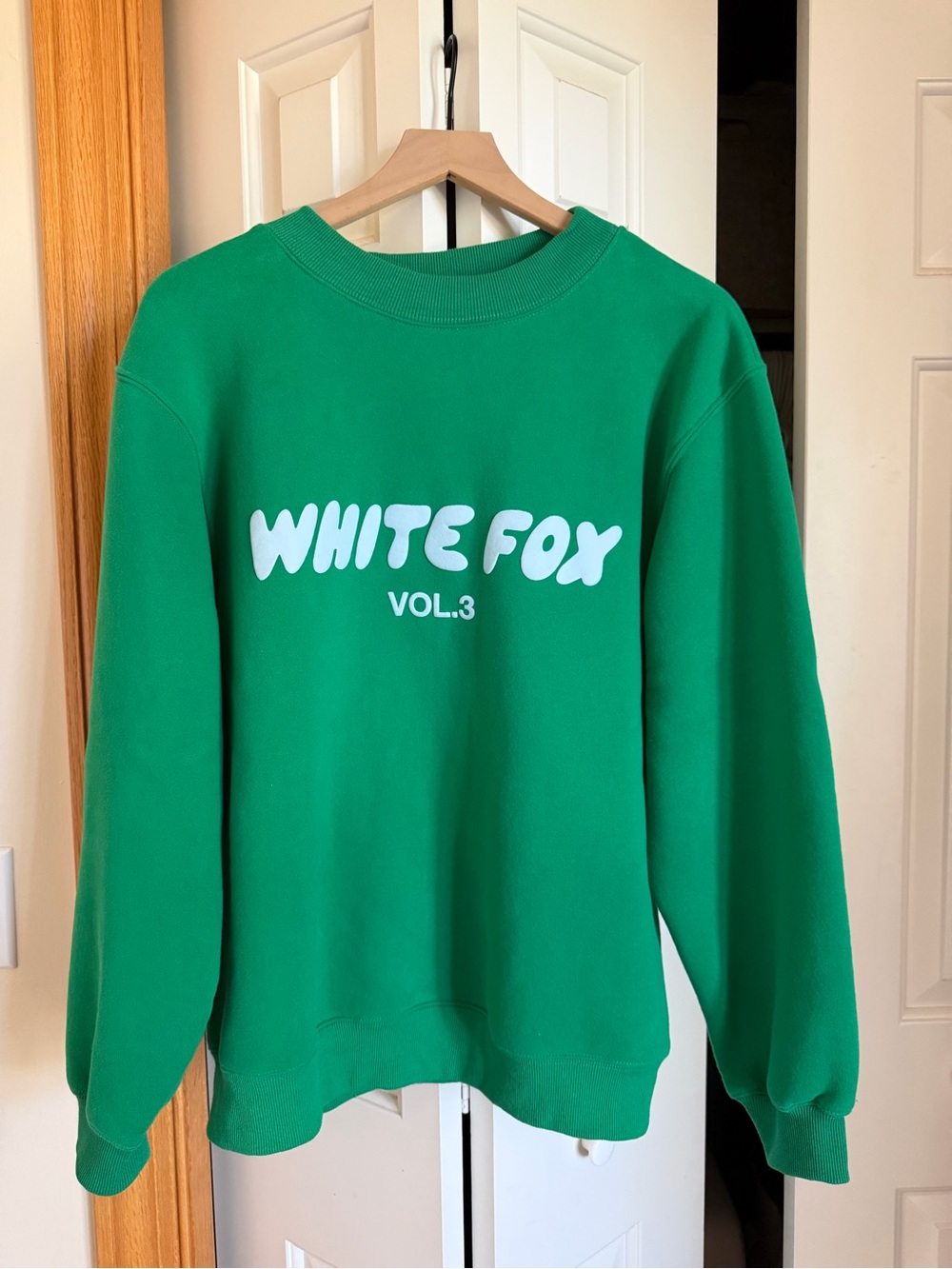 White Fox Green Pullover Sweatshirt